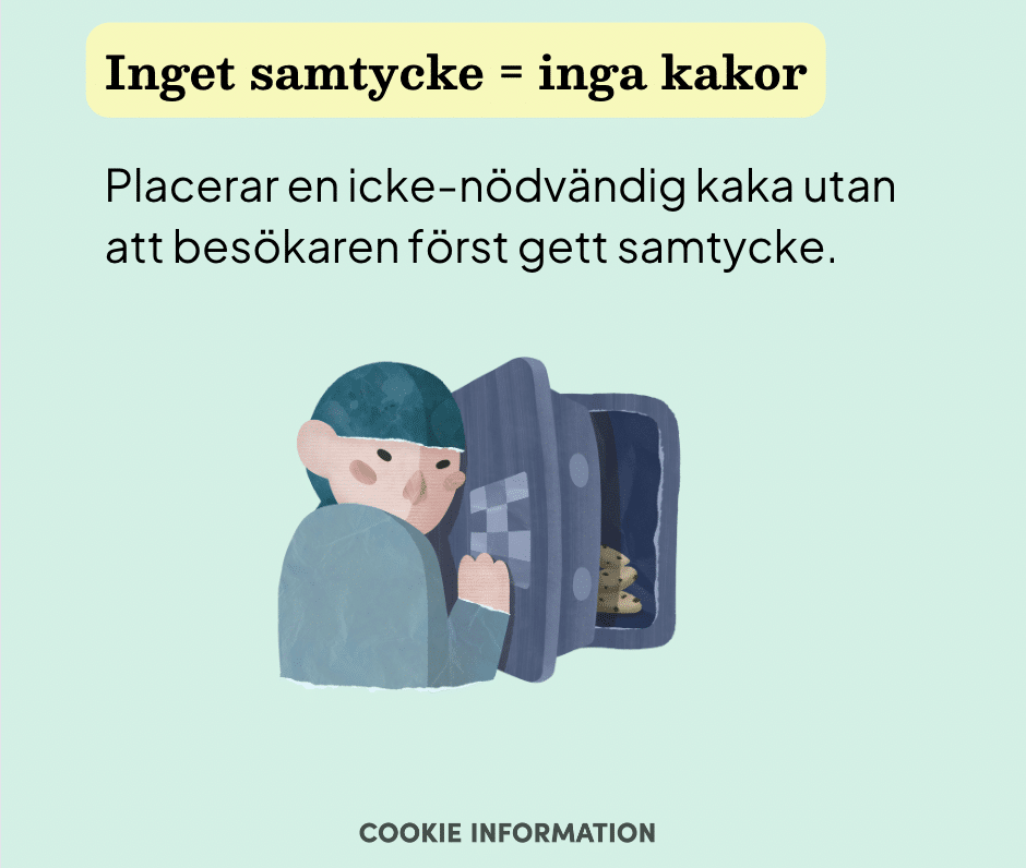 Inga kakor fÃ¥r placeras i webblÃ¤saren innan besÃ¶karen tacka ja.